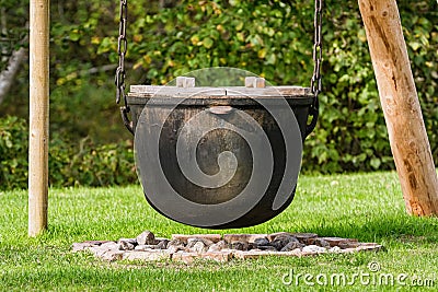 Cast Iron Cooking Caldron Stock Photo