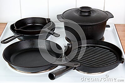 Cast iron cookware Stock Photo