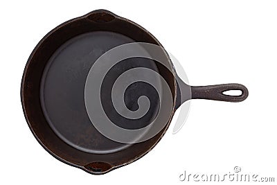 Cast iron frying pan isolated on white Stock Photo