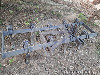 Cast iron plough close view Stock Photo