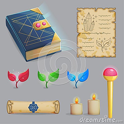 Cast a magic spell set of icons Vector Illustration