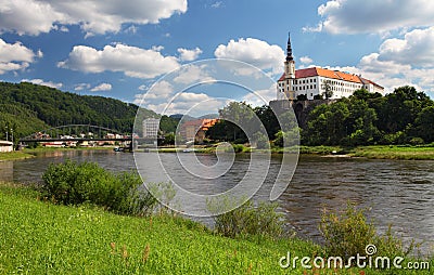 Caste in city Decin Stock Photo