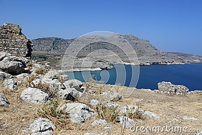 Caste ruins on Rhodes Stock Photo