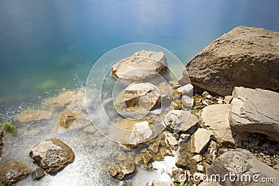 Castel Gandolfo Italy lake: coast composition in long exposure Stock Photo