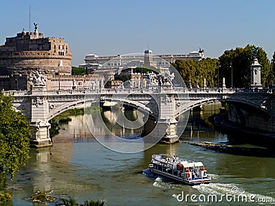 Castel Saint Angelo and Tiber River Editorial Stock Photo