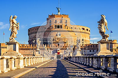 Castel Sant`Angelo, Mausoleum of Hadrian, Rome, Italy Editorial Stock Photo