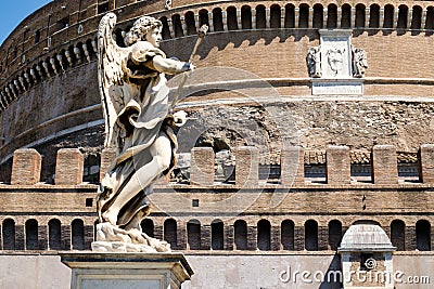 Castel Sant Angelo in Rome with a beautiful statue of an angel Stock Photo