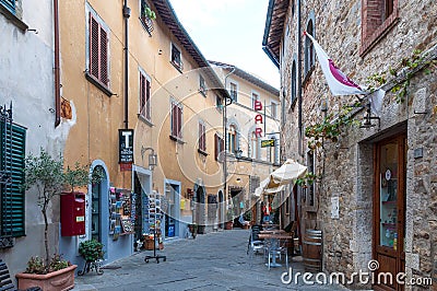 CASTELLINA IN CHIANTI, ITALY - OCTOBER 10,2017: Street view of Castellina in Chianti. A small typical town in Italy. Editorial Stock Photo