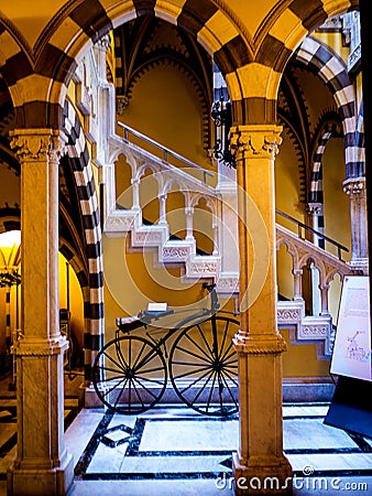 Turret top cafe in the Castello d`Albertis, a historical residence in Genoa Editorial Stock Photo