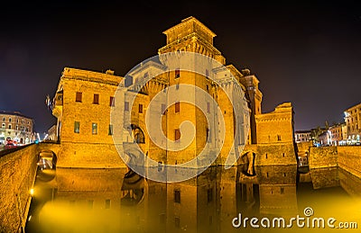 Castello Estense, a moated medieval castle Stock Photo
