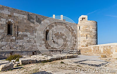 Castello Maniace Castle fortress with walls and bastions on Ortigia island of Syracuse historic old town in Sicily in Italy Editorial Stock Photo