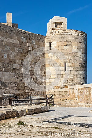 Castello Maniace Castle fortress with walls and bastions on Ortigia island of Syracuse historic old town in Sicily in Italy Editorial Stock Photo