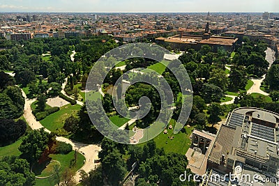 The Castello Sforzesco park in Milan, Italy Stock Photo