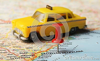 Castellon de la Plana map taxi Stock Photo