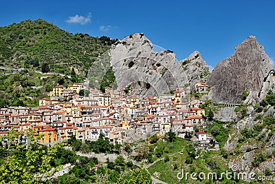 Castelmezzano, Basilicata, Italy - mountain village built in the rock Stock Photo