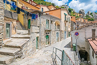 Castelmezzano, province of Potenza, in the Southern Italian region of Basilicata Editorial Stock Photo