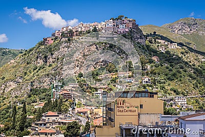 Castelmola on Sicily Island Editorial Stock Photo