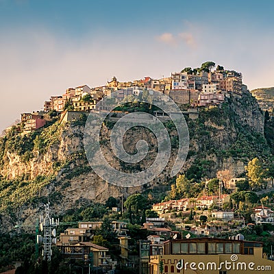 Castelmola: typical sicilian village, Sicily, Italy Stock Photo