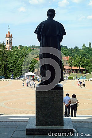 Castelnuovo don Bosco, Piedmont, Italy - 10-26-2021-The statue dedicated to Saint John Bosco in his native village Castelnuovo don Editorial Stock Photo