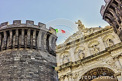 Castelo Nuovo - new castle, Naples, Italy - travel Europe Stock Photo