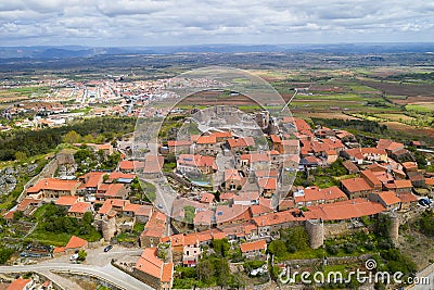 Castelo Rodrigo drone aerial view village landscape, in Portugal Editorial Stock Photo