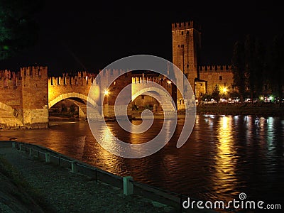 Castelvechio Verona is the most important military construction of the Scaliger dynasty that ruled the city in the Middle Ages. Stock Photo