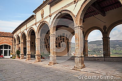 Castiglion Fiorentino, Arezzo, Tuscany, Italy: tne ancient arch loggia Logge del Vasari Editorial Stock Photo