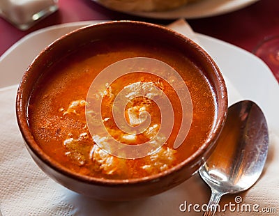 Castilian garlic soup Stock Photo