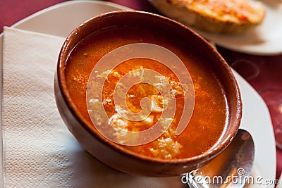 Castilian garlic soup Stock Photo