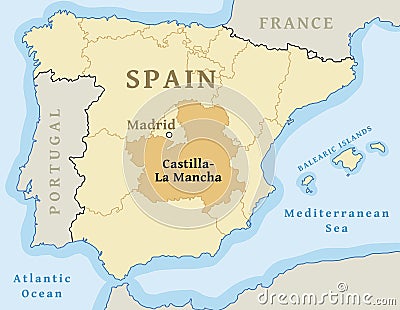 Castilla La Mancha map Vector Illustration