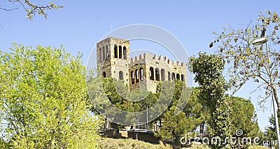 Castillo medival rehabilitado en Torre Baro, Barcelona Stock Photo