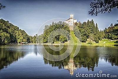 Castle above the lake Stock Photo