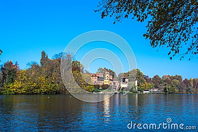 The Castle along the Po River in Turin, Italy Editorial Stock Photo