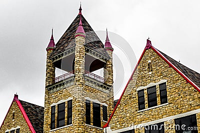 Castle Architecture - Boscobel Old Rock High School Stock Photo
