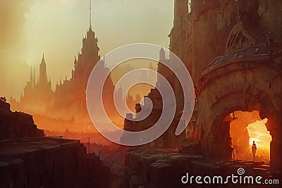 Castle Battleground - Generative AI Stock Photo