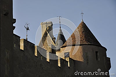 Castle battlements Stock Photo