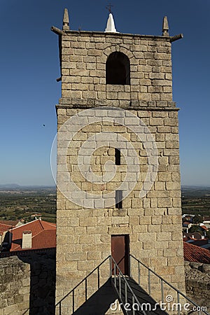 Castle bell tower in Castelo Novo village in Portugal Stock Photo