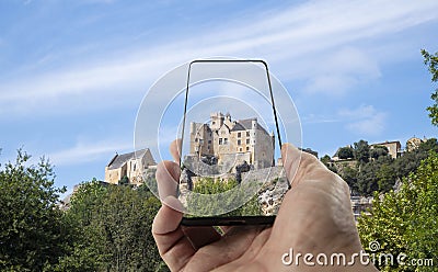 the castle of Beynac in the Dordogne area in France Stock Photo