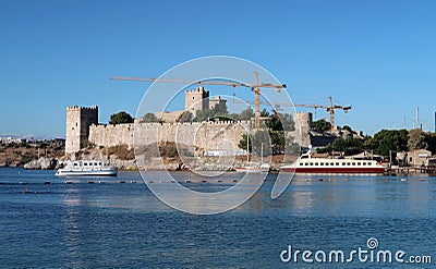 Castle in Bodrum, Turkey. View fom the sea Editorial Stock Photo