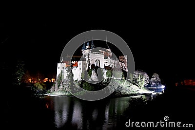 Castle of Bojnice by night Stock Photo