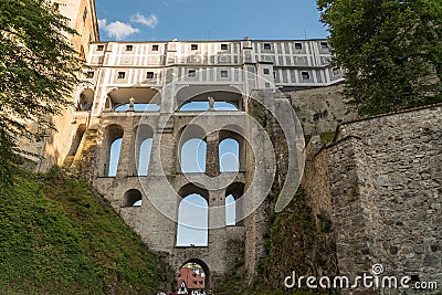 Castle Bridge in Krumau - Czech Republic Stock Photo