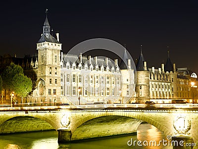 Castle Conciergerie and bridge of Change Stock Photo