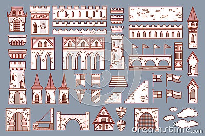 Castle constructor, fortress and medieval palace vector Vector Illustration