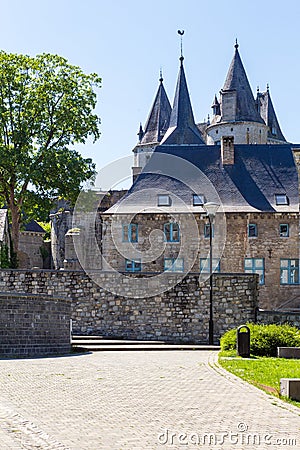 Castle of Durbuy from side view Stock Photo