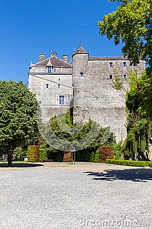 Castle of Durbuy from side view Stock Photo