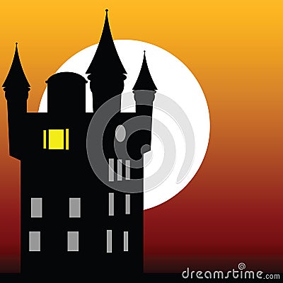 Castle at dusk vector Vector Illustration