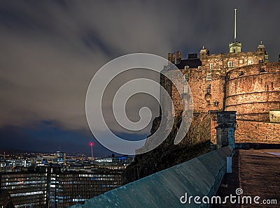 Castle of Edinburgh at night Stock Photo