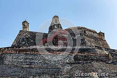 Castle Fortress San Felipe de Barajas Fort, Cartagena de Indias, Caribbean coast of Colombia. Stock Photo