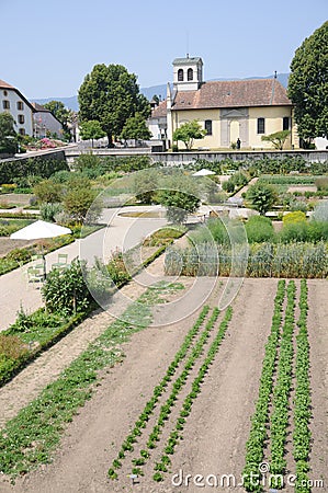 Castle Garden Of Chateau De Prangins Stock Photo