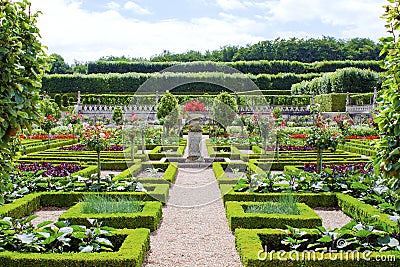 Castle Gardens in the Loire Valley in France. Stock Photo